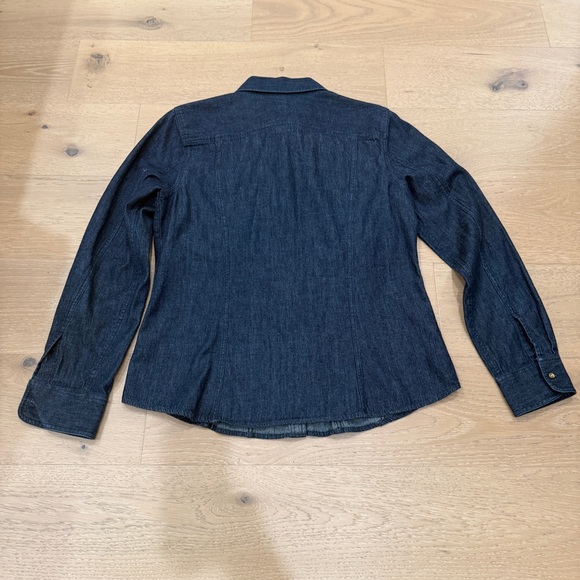 Talbots Dark Blue Denim Shirt Gold Buttons 10 - Picture 2 of 5